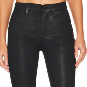 Good American Good Straight Coated Black Jeans Size 12 (Waist 31) (leather look)